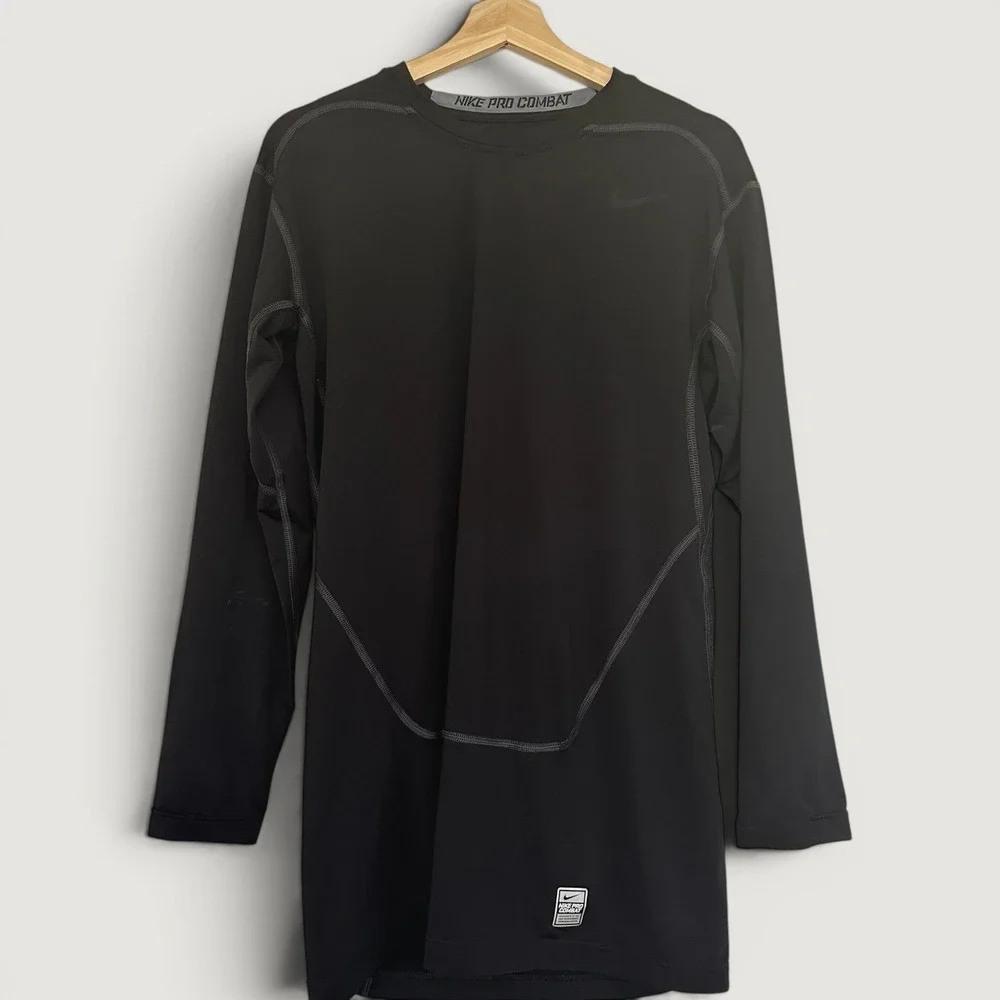 Nike Pro Combat Mens XXL Black Long Sleeve Compression Shirt Dri-FIT Training
